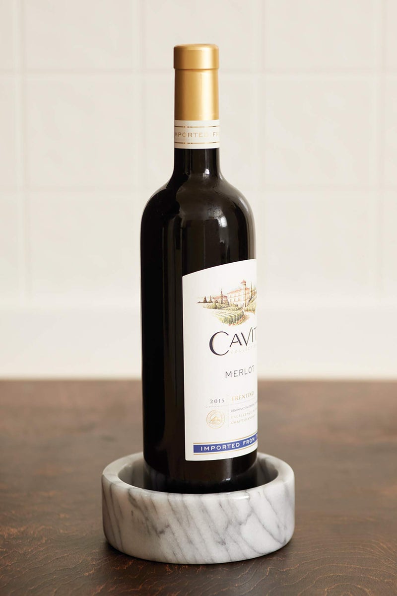 Fox Run White Marble Wine Bottle and Glass Stand, 5 x 5 x 2 inches - Image 5